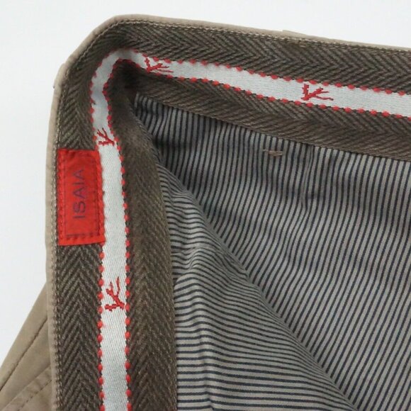 Isaia Tinto Regular Khaki Brown Cotton Blend Casual Mens Chino Pants 50R EU NEW - Picture 5 of 7